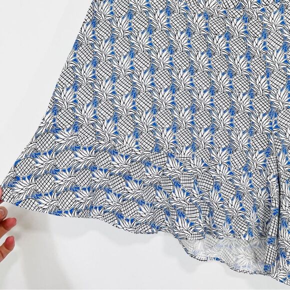 Anthropologie Maeve Blue Pineapple Printed Ruffled Shorts High Rise Novelty Cute - Picture 4 of 8